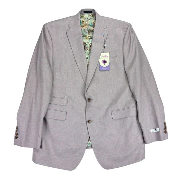 Tayion Mens Agordy Regular Fit Windowpane Suit Jacket Pink Blue 44L